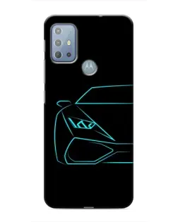Чехол для Motorola MOTO G10 с картинкой «Голубой силуэт Lamborghini»