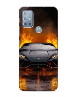 Чехол для Motorola MOTO G10 с картинкой «Lamborghini в огне»