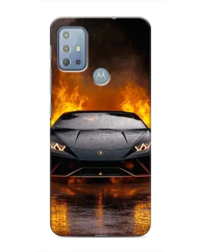 Чехол для Motorola MOTO G10 с картинкой «Lamborghini в огне»
