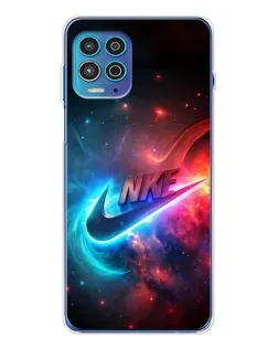 Чехол для Motorola MOTO G100 Pro с картинкой «Огненный логотип Nike»