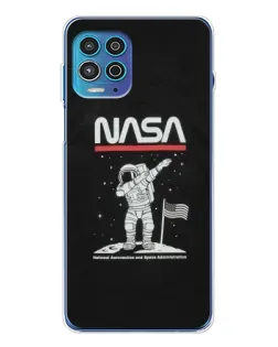 Чехол для Motorola MOTO G100 Pro с картинкой «NASA — шагаем по Луне»