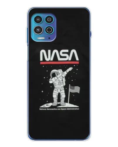 Чехол для Motorola MOTO G100 Pro с картинкой «NASA — шагаем по Луне»