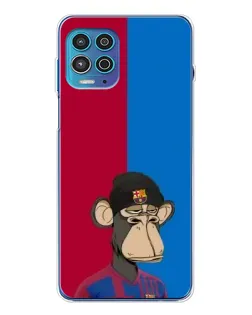 Чехол для Motorola MOTO G100 Pro с картинкой «Bored Ape — фанат Барсы»