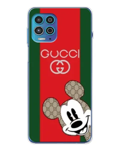 Чехол для Motorola MOTO G100 Pro с картинкой «Gucci — полосы и Микки»