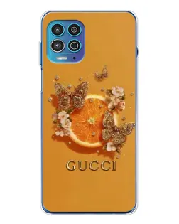 Чохол для Motorola MOTO G100 Pro з картинкою «Gucci — золоті метелики»