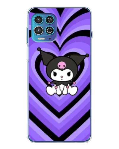 Чехол для Motorola MOTO G100 Pro с картинкой «Kuromi и фиолетовые сердца»