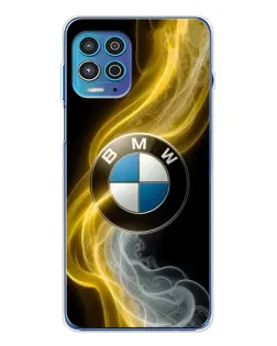 Чехол для Motorola MOTO G100 Pro с картинкой «Золотистый дым BMW»