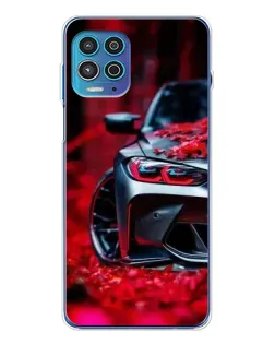 Чехол для Motorola MOTO G100 Pro с картинкой «Спортивная BMW и цветы»
