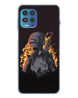 Чехол для Motorola MOTO G100 Pro с картинкой «PUBG — огненный силуэт»