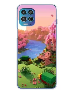 Чехол для Motorola MOTO G100 Pro с картинкой «Розовое дерево Minecraft»