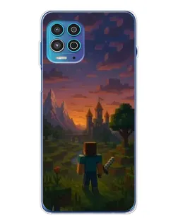 Чехол для Motorola MOTO G100 Pro с картинкой «Стив у башни»
