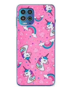Чохол для Motorola MOTO G100 Pro з картинкою «Unicorn паттерн рожевий»
