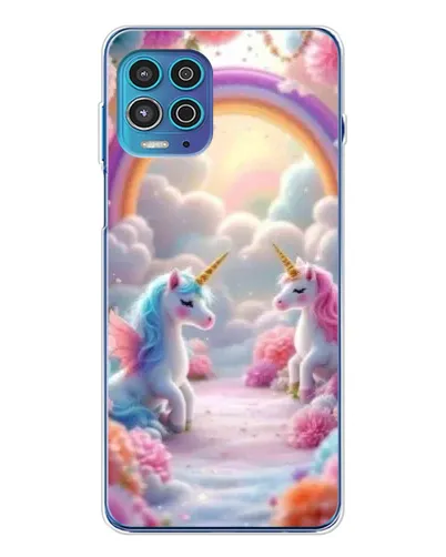 Чохол для Motorola MOTO G100 Pro з картинкою «Веселка і єдинороги»
