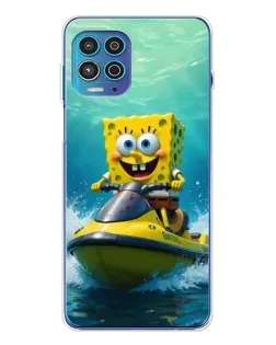 Чехол для Motorola MOTO G100 Pro с картинкой «Спанч Боб на гидроцикле»