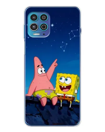 Чехол для Motorola MOTO G100 Pro с картинкой «Губка Боб и Патрик ночью» Чехол для Motorola MOTO G100 Pro с картинкой «Губка Боб и Патрик ночью»