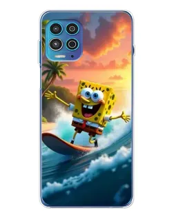 Чехол для Motorola MOTO G100 Pro с картинкой «Губка Боб серфингист»