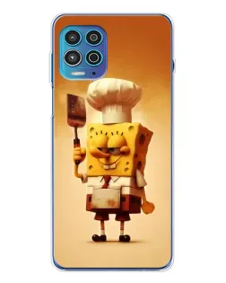 Чехол для Motorola MOTO G100 Pro с картинкой «Губка Боб повар»