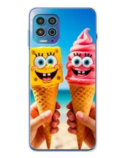 Чехол для Motorola MOTO G100 Pro с картинкой «Спанч Боб мороженое»