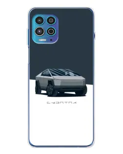 Чехол для Motorola MOTO G100 Pro с картинкой «Серебристый Cybertruck Tesla»
