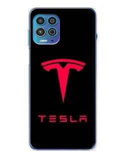 Чехол для Motorola MOTO G100 Pro с картинкой «Tesla Red Logo»