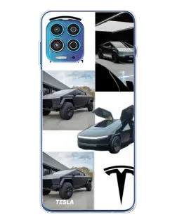 Чехол для Motorola MOTO G100 Pro с картинкой «Коллаж Cybertruck Tesla»