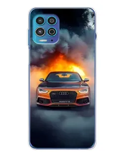 Чехол для Motorola MOTO G100 Pro с картинкой «Audi в огненном дыму»