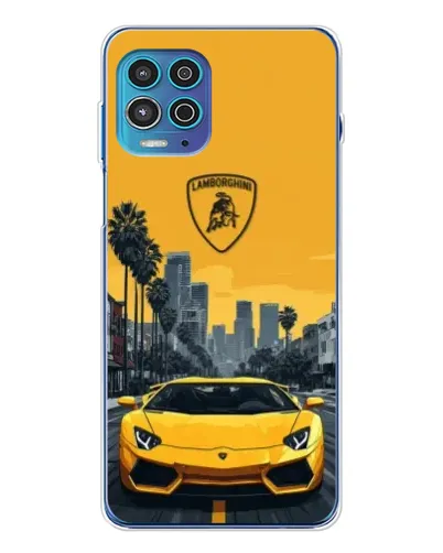 Чехол для Motorola MOTO G100 Pro с картинкой «Желтый Lamborghini город»
