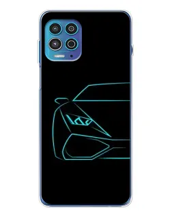 Чехол для Motorola MOTO G100 Pro с картинкой «Голубой силуэт Lamborghini»