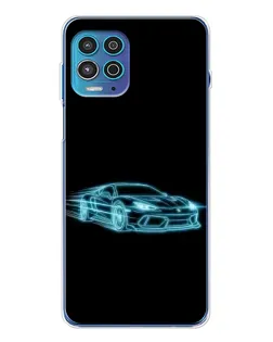 Чехол для Motorola MOTO G100 Pro с картинкой «Неоновый контур Lamborghini»