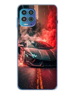 Чехол для Motorola MOTO G100 Pro с картинкой «Lamborghini красный дым»