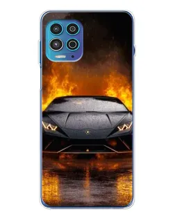 Чехол для Motorola MOTO G100 Pro с картинкой «Lamborghini в огне»