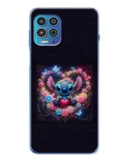 Чехол для Motorola MOTO G100 Pro с картинкой «Stitch в цветах»