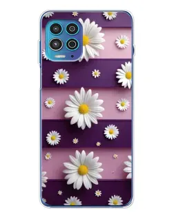 Чехол для Motorola MOTO G100 Pro с картинкой «Ромашки на фиолетовом»