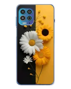 Чехол для Motorola MOTO G100 Pro с картинкой «Подсолнух и ромашка»