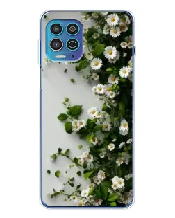 Чехол для Motorola MOTO G100 Pro с картинкой «Ветка мелких белых цветов»