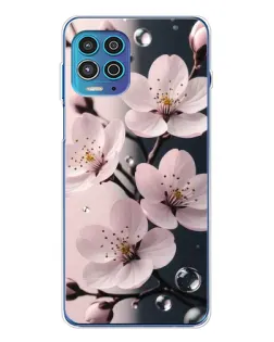 Чехол для Motorola MOTO G100 Pro с картинкой «Нежная сакура и капли»