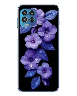 Чехол для Motorola MOTO G100 Pro с картинкой «Фиолетовые цветы с росою»