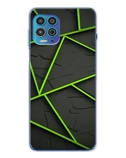 Чехол для Motorola MOTO G100 Pro с картинкой «Зеленые геометрические линии»