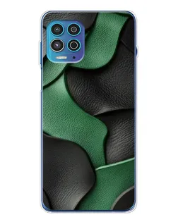 Чехол для Motorola MOTO G100 Pro с картинкой «Зеленые кожаные волны»