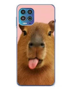 Чехол для Motorola MOTO G100 Pro с картинкой «Капибара с языком»