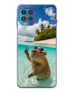 Чехол для Motorola MOTO G100 Pro с картинкой «Капибара на море»