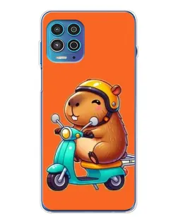 Чехол для Motorola MOTO G100 Pro с картинкой «Капибара на скутере»