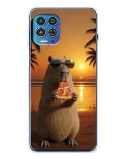 Чехол для Motorola MOTO G100 Pro с картинкой «Капибара с пиццей»