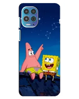 Чехол для Motorola MOTO G100 с картинкой «Губка Боб и Патрик ночью»