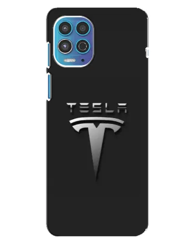 Чехол для Motorola MOTO G100 с картинкой «Стальной логотип Tesla»