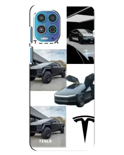 Чехол для Motorola MOTO G100 с картинкой «Коллаж Cybertruck Tesla»