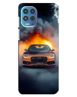 Чехол для Motorola MOTO G100 с картинкой «Audi в огненном дыму»