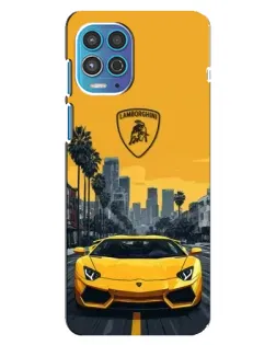 Чехол для Motorola MOTO G100 с картинкой «Желтый Lamborghini город»