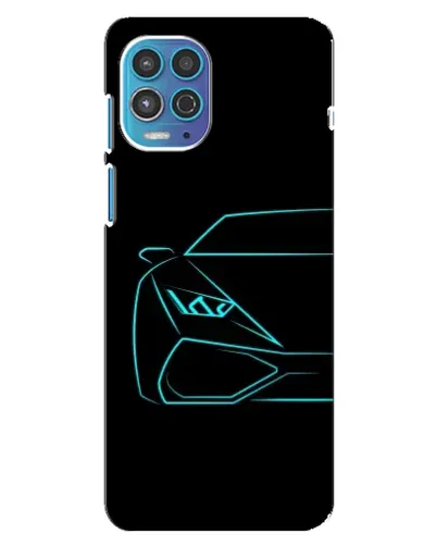 Чехол для Motorola MOTO G100 с картинкой «Голубой силуэт Lamborghini»