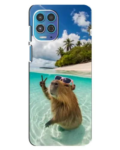Чехол для Motorola MOTO G100 с картинкой «Капибара на море»